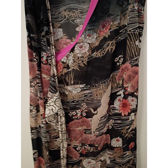 Women's Lili Petrus 100% Silk Japanese Wrap Robe Size Medium - Picture 2 of 5
